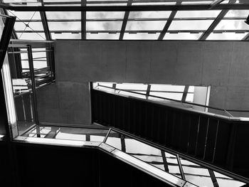 Low angle view of spiral staircase in building