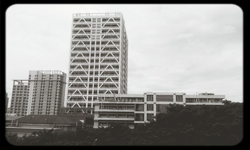 transfer print, architecture, building exterior, built structure, auto post production filter, sky, low angle view, city, building, tower, day, modern, tall - high, outdoors, office building, no people, cloud - sky, skyscraper, communication, window