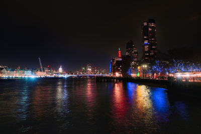 Illuminated city at night