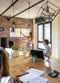 Businesswoman explaining in meeting at office