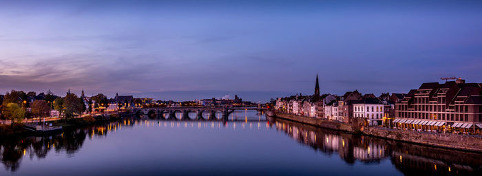 Panoramic view of river at night