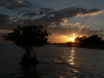 Scenic view of landscape against sky at sunset