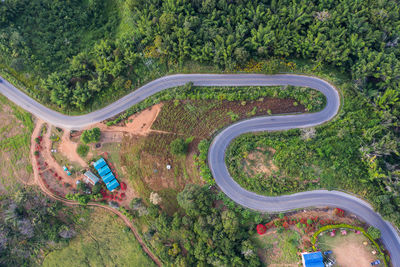 Drone aerial view of beautiful roads suitable for holiday driving. 