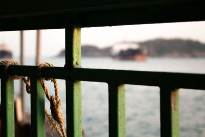Close-up of metal railing