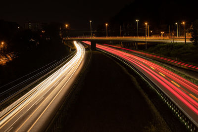 Light trails on highway at night