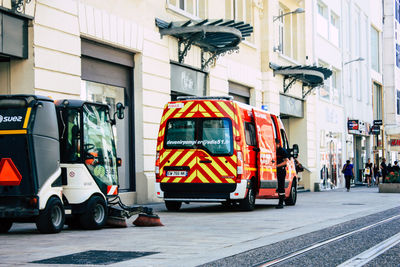 View of city street and buildings