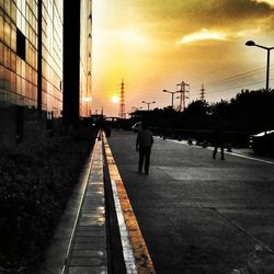 Railroad track at sunset