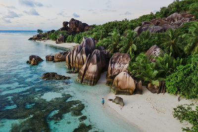 Aerial view of man at beach