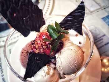 Close-up of ice cream in plate
