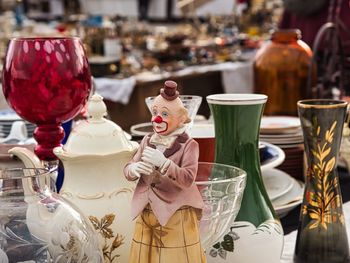 Close-up of christmas decorations on table