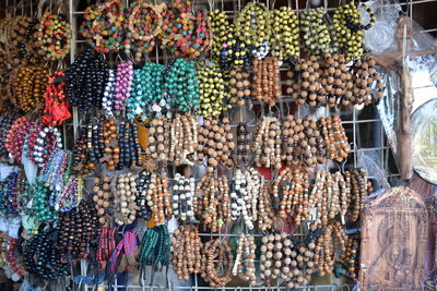 Colorful bracelets for sale at market stall