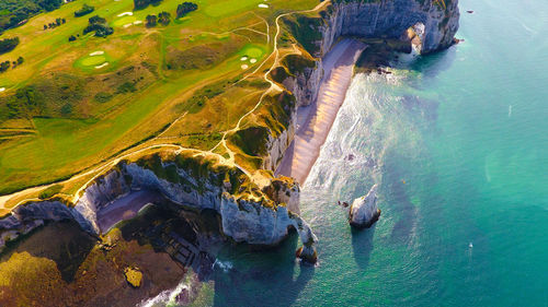 High angle view of coastline