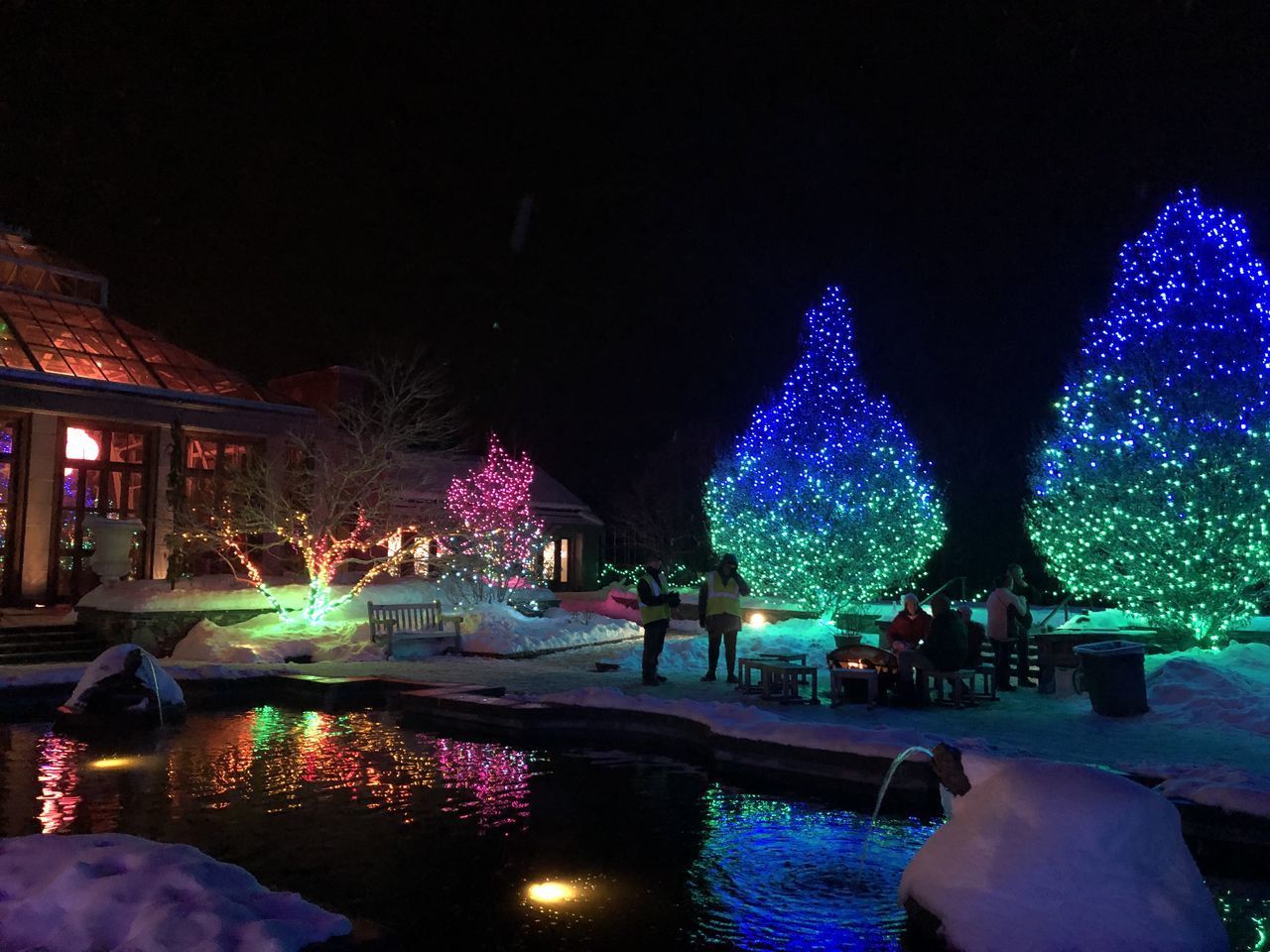 ILLUMINATED CHRISTMAS TREE BY BUILDING AT NIGHT DURING FESTIVAL