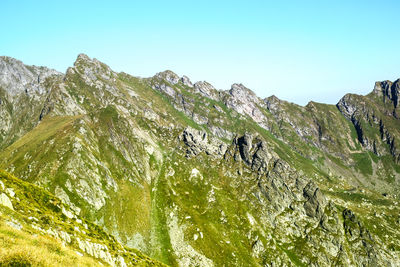 Scenic view of mountains against clear sky