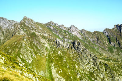 Scenic view of mountains against clear sky