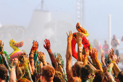 Popovka ukraine, august 6, 2013. young people having fun at the festival kazantip z21.