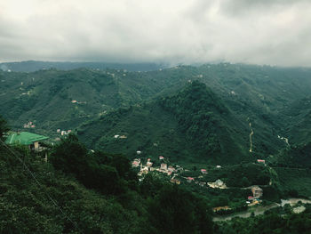 High angle view of landscape against sky