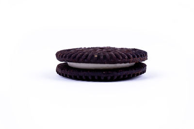 Close-up of cookies against white background