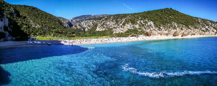 Ultra wide panorama of the beach and the coast line of cala luna