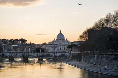 View of buildings at sunset