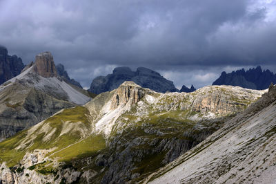 Rocky mountains against clouds