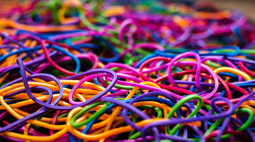 Full frame shot of multi colored rubber bands