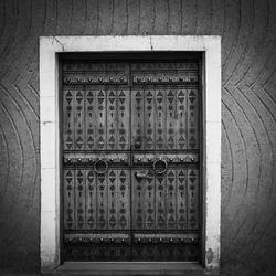 Closed door of building