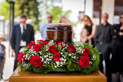 Close-up of flower bouquet against blurred background