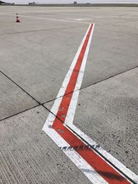 High angle view of marking on road at airport
