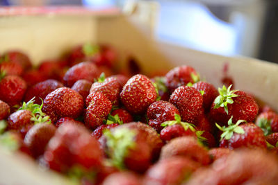 Close-up of strawberries on table