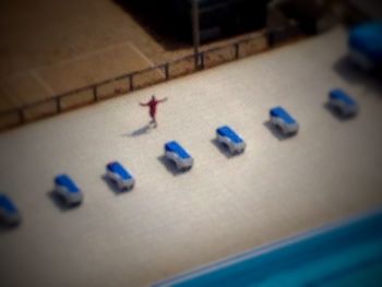 High angle view of table