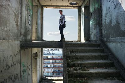 Full length of man in abandoned building