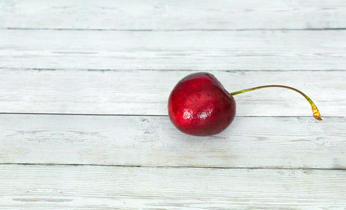 High angle view of apple on table