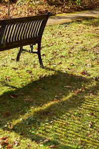 Empty bench in park