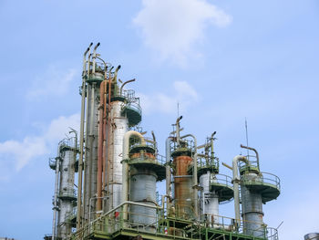 Low angle view of factory against sky