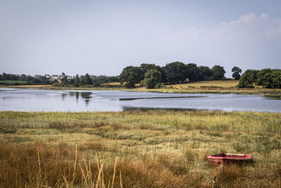 Scenic view of lake against sky