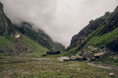 Scenic view of mountains against sky