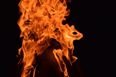 Close-up of fire at night