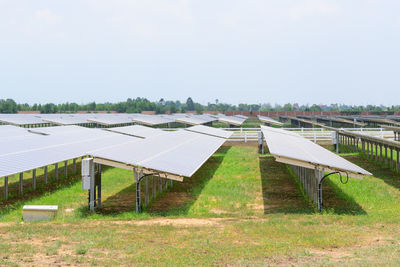 Built structure on field against clear sky