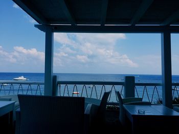 Scenic view of sea against cloudy sky