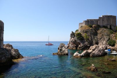 Scenic view of sea against clear sky