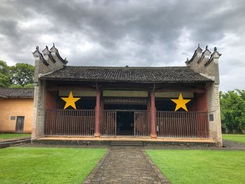Built structure by building against sky