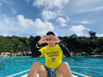 Full length of man in swimming similan island