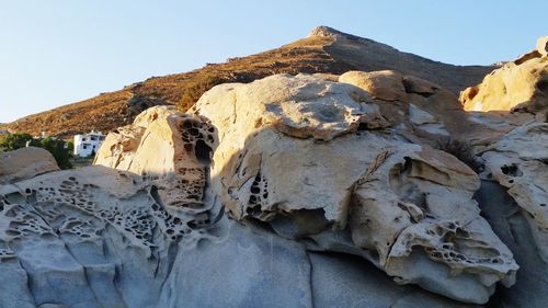 Low angle view of rock formation