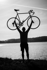 Woman standing in water