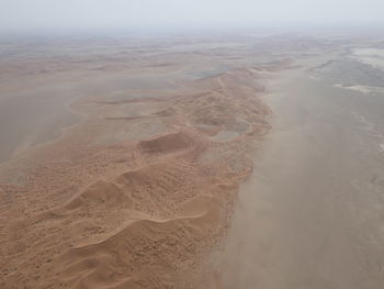 Aerial view of desert funes from airplain, sossusvlei, namibia, namib desert