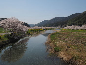 Scenic view of lake against clear sky