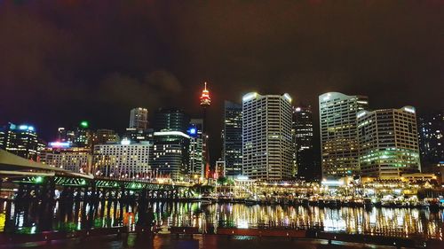 Illuminated city at night