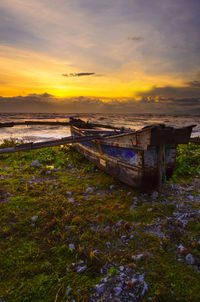 Scenic view of sea during sunset