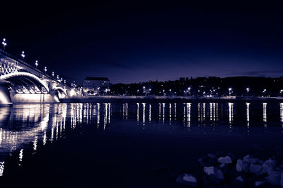 Bridge over river at night